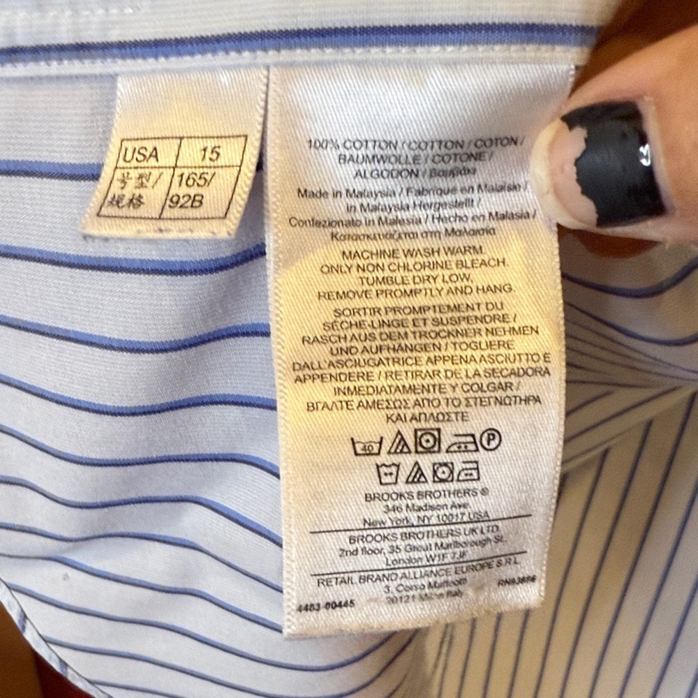 Brooks Brothers Classic Blue Striped Dress Shirt - Picture 4 of 6
